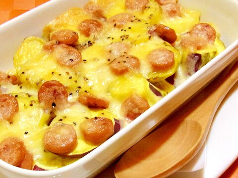 さつまいものウインナーチーズ焼き レシピ 作り方 By メリッコ 楽天レシピ